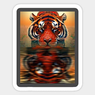 Tiger In Water Sticker